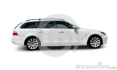 White car BMW 5 Series Stock Photo