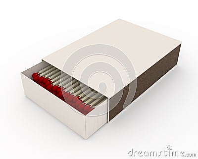 White cardboard box with matches Cartoon Illustration