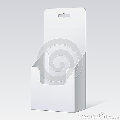 White Cardboard holder for brochures and flyers. Vector Illustration