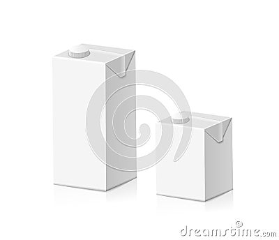 White cardboard juice or milk package. Realistic mockup drink carton package design template Stock Photo