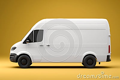 White cargo van. Isolated on solid color studio background. Side view Stock Photo