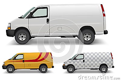 White Cargo Van Side Design Mockup Vector Illustration