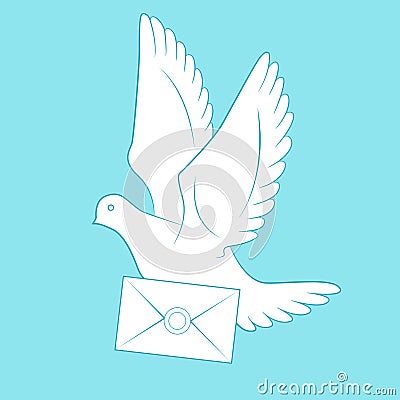 White carrier pigeon and letter Vector Illustration