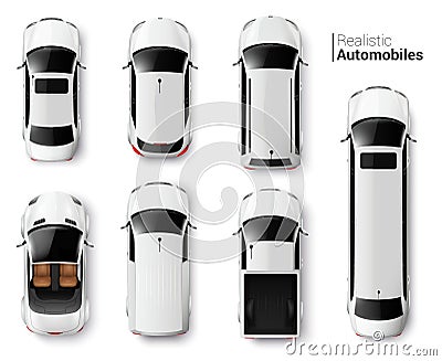 Cars Top View Set Vector Illustration