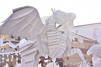 White carton sculpture of a flying horse - the universal symbol of liberty and free spirit Editorial Stock Photo