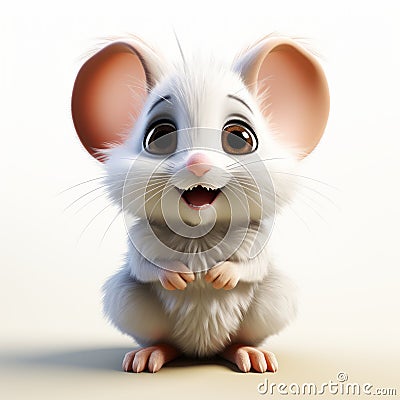 Adorable 3d Pixar Style Mouse Baby With Big Brown Eyes Stock Photo