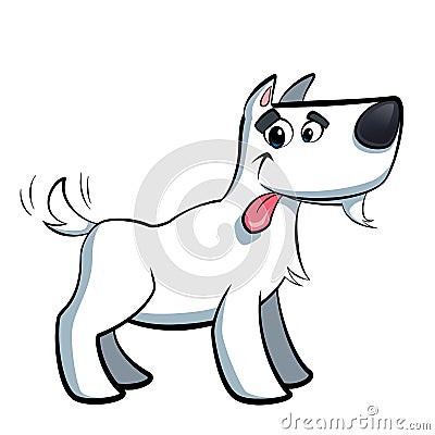 White cartoon terrier russell dog drooling Stock Photo