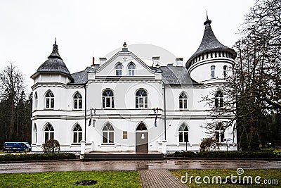 The White Castle - music school in Baldone, Latvia Stock Photo