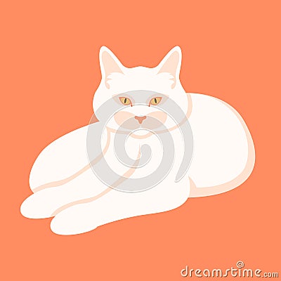 White cat vector illustration style flat Vector Illustration