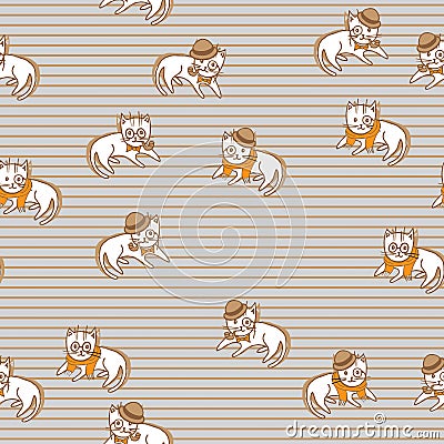 White cats seamless pattern. pets vector illustration for kids design Vector Illustration