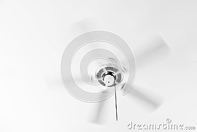 White ceiling electrical fan in motion Stock Photo