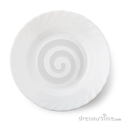 White ceramic plate, top view of an isolated Stock Photo