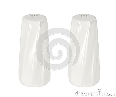 White ceramic salt and pepper shakers Stock Photo