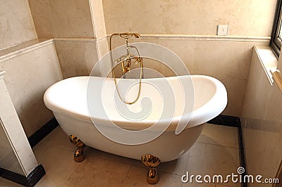 White ceramic tub in the bathroom Stock Photo