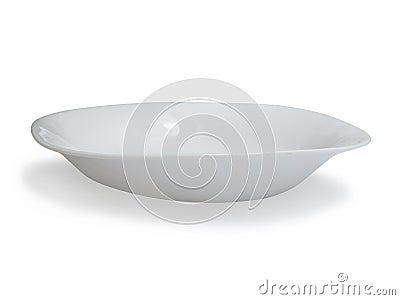 White ceramics plate bowl isolated cut out, empty tableware mock up template Stock Photo