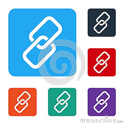 White Chain link icon isolated on white background. Link single. Set icons in color square buttons. Vector Vector Illustration