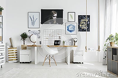 White chair in home office Stock Photo