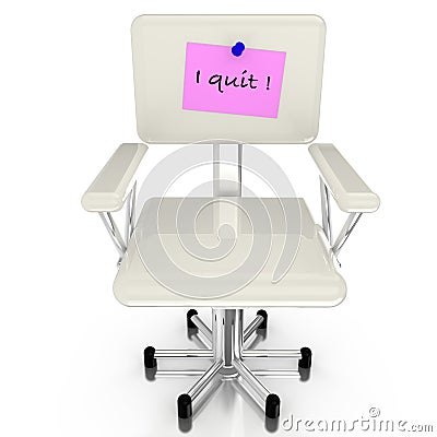 White chair with resignation notice Stock Photo