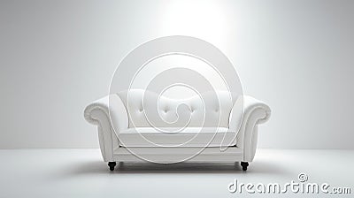 Elegantly Formal White Couch On Plain White Wall Stock Photo