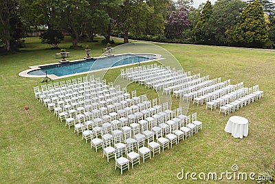 White Chairs Pool Outdoors Stock Photo