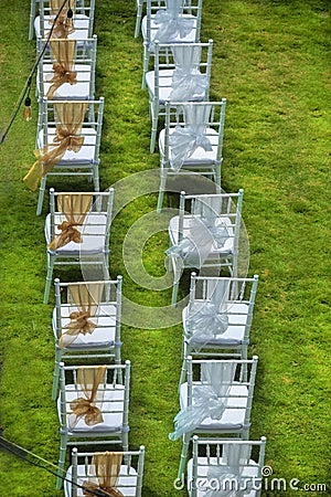 White chairs in the wedding party Stock Photo