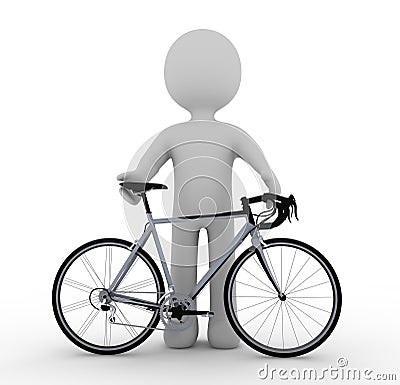 White character and bike Stock Photo