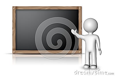 White character and blackboard Stock Photo