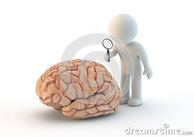 White character an brain Stock Photo