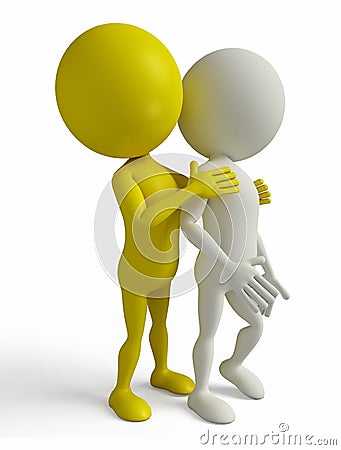 White Character with caring friend Stock Photo