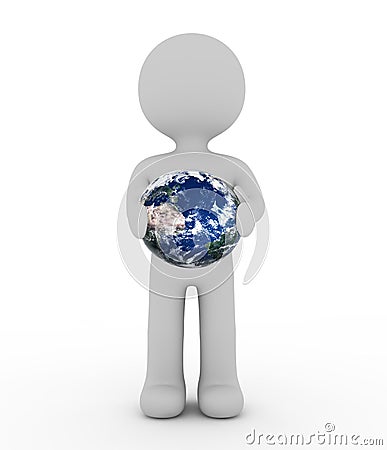 White character and earth Stock Photo