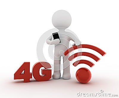 White character and 4G Stock Photo