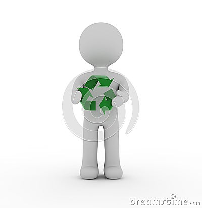 White character and recycling Stock Photo