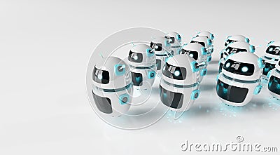 White chatbot robot leading robots group on white background 3D rendering Stock Photo