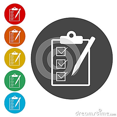 White checklist icon of the circle Vector Illustration