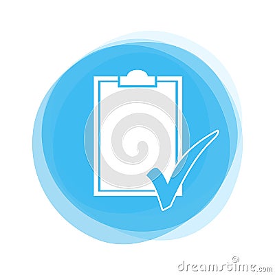 White Checklist on light blue Button Stock Photo