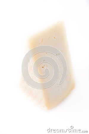 White cheese piece isolated Stock Photo