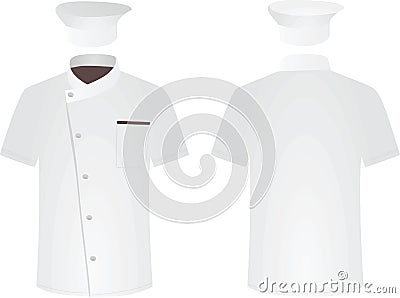 White chef uniform front and back view Vector Illustration
