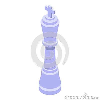 White chess king icon, isometric style Vector Illustration