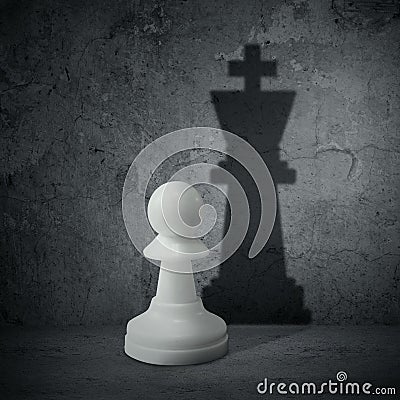 White chess pawn with shadow queen Stock Photo