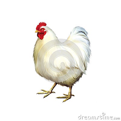 White chicken , hen isolated Stock Photo