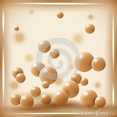 White chocolate balls on abstract background. Vector Illustration