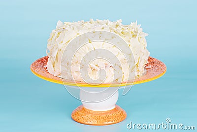 White chocolate cake on a stand Stock Photo