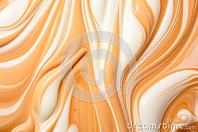 White chocolate cream with caramel. Wave pattern. Stock Photo