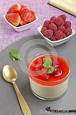 White chocolate panna cotta Stock Photo