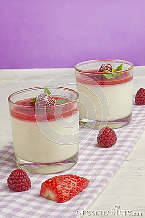 White chocolate panna cotta Stock Photo