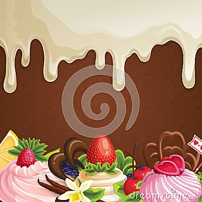 White chocolate sweets background Vector Illustration