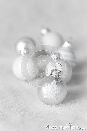 White Christmas balls Stock Photo