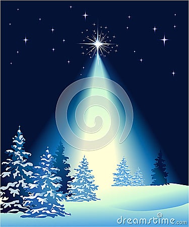 White Christmas forest Vector Illustration