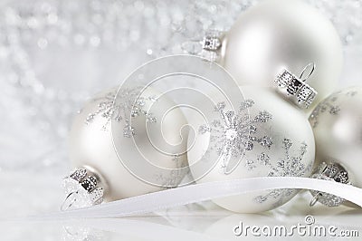 White Christmas Ornaments Stock Photo