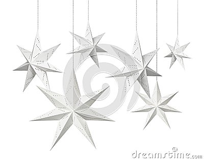White Christmas paper stars Stock Photo